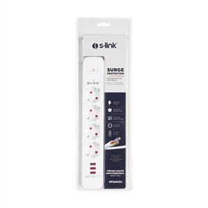 S-LİNK SPG403U 100% BAKIR 750JOULE 3 USB 4LÜ ANAHTARLI AKIM KORUMALI PRİZ - 1,5M
