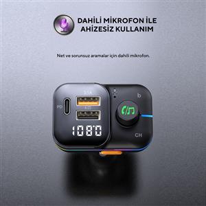 S-LINK SL-BT501 5V 3.1A/5V 1A BLUETOOTH MP3 RAİNBOW IŞIKLI TF+USB FM TRANSMİTTER
