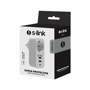 S-LİNK 750 JOULE 2 USB 1 TYPE-C 5V2.4A AKIM KORUMALI TEK PRİZ