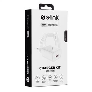 S-link SL-EC40L 5V 2400MA Lightning Kablolu Beyaz Ev Şarj Adaptörü