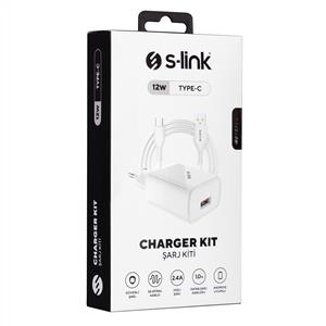 S-link SL-EC40T 12W Type-C Kablolu Beyaz Ev Şarj Adaptörü