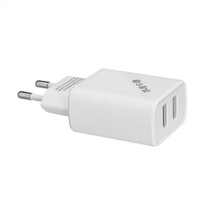 S-link SL-EC50L 5V 2400MA Lightning Kablolu 2 USB Çıkışlı Beyaz Ev Şarj Adaptörü