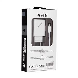 S-link SL-EC50M 5V 2400MA Micro Kablolu 2 USB Çıkışlı Beyaz Ev Şarj Adaptörü