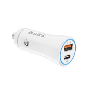 S-link SL-AC55PD 32W PD + USB QC3.0 Beyaz Araç Şarj Cihazı
