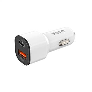 S-link SL-EC38PD TypeC to TypeC Kablolu 38W PD + USB QC3.0 Beyaz Araç Şarj Cihaz