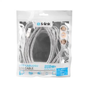 S-LİNK SL-AF2003 USB 2.0 UZATMA KABLOSU 3M- ŞEFFAF