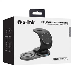 S-link 3 'in 1 Magsafe Kablosuz Şarj Cihazı - Siyah