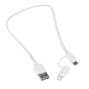S-link ANC-KC20B Plastik Flat Kablo Beyaz USB Micro/Lightning 2 in 1 - 1M
