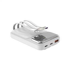 S-link P104 10000mAh PRM Dahili Kablolu HSC22.5W+PD20W Beyaz LCD Powerbank