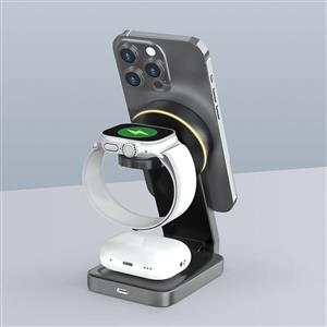 S-link SW-CWF100 Telefon Kulaklık Saat 15W 3 'in 1 Magsafe Kablosuz Şarj Cihazı