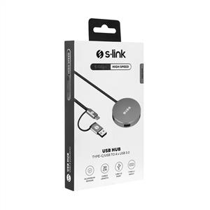 S-link SWV-USBC020 4 Port USB3.0 TypeC+USB3.0 çeviricili Metal USB Hub