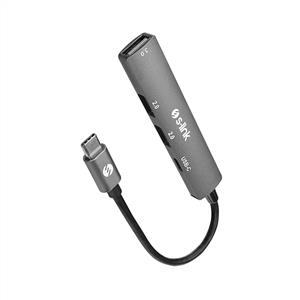 S-link Swapp SWV-USBC023 4 in 1 Gri Metal TypeC to 2*USB2.0 USB 3.0, PD Type C Adaptör