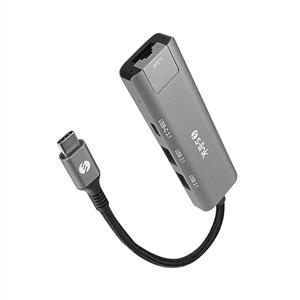 S-link SWV-USBC032 Metal Type-C to 2*USB3.0 + 1*USB-C 10/100/1000Mbps Gigabit RJ45 Adatör
