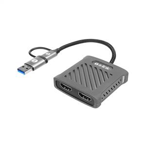 S-link SWV-USBC034 Gri Metal Type-C to 2*HDMI 4K 60Hz macOS, Windows, ChromeOS Adaptör