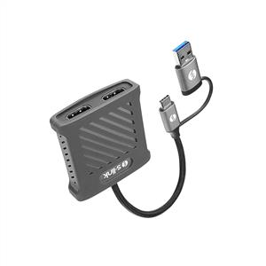 S-link SWV-USBC034 Gri Metal Type-C to 2*HDMI 4K 60Hz macOS, Windows, ChromeOS Adaptör