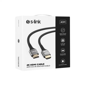 S-link SW-SGG042 HDMI TO HDMI 40m 19+1 Metal v2.0 4K (4096*2160) 30Hz Hdmi Kablo