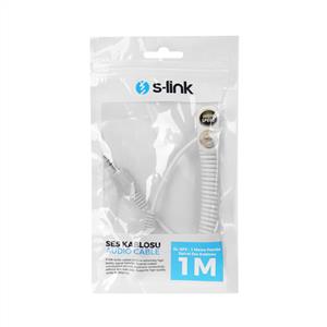S-link SL-SP2 1m Stereo M/M Beyaz Spiral Ses Kablosu