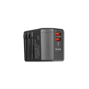 S-link SL-KC027 2*USB 2.4A + PD 20W Yedek Akım Sigortalı 100-240V Universal Çevirici Priz