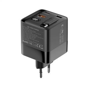 S-link SL-EC650 Dahili Makaralı TypeC Kablolu GAN PD 65W / QC 18W Usb C /Usb-A Hızlı Şarj