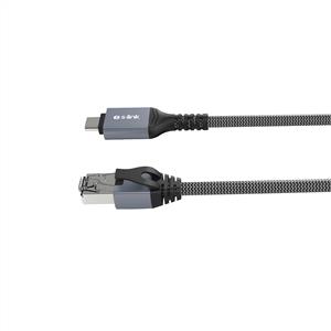 S-link SW-U337 Örgülü RJ45 to Type-C Adaptör 2M - Gri