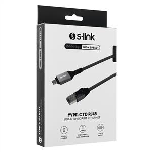 S-link SW-U337 Örgülü RJ45 to Type-C Adaptör 2M - Gri