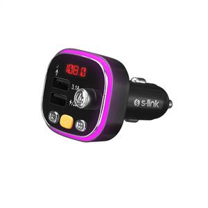 S-link SL-BT306 Çift USB 5V 3.1A TF Kartlı  BT  V5.0 Fm Transmitter - Siyah