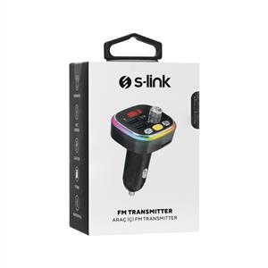 S-link SL-BT306 Çift USB 5V 3.1A TF Kartlı  BT  V5.0 Fm Transmitter - Siyah