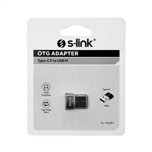 S-LİNK SL-TA28M TYPE-C TO USB M METAL GÖVDELİ OTG ÇEVİRİCİ- SİYAH