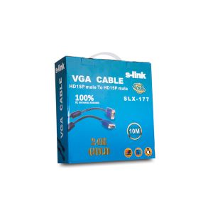 S-LINK SLX-177 PROJEKSİYON VGA DATA KABLO 10M- (GOLD)