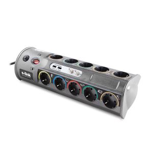 SPG-10 10'LU AKIM KORUMALI VE 2XUSB PORT500MA 5V PRİZ 2M- (GRİ)