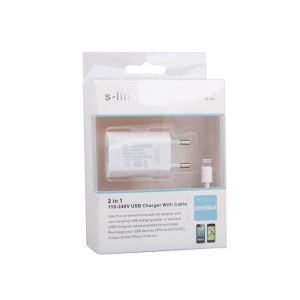 S-LINK IP-545 IPHONE 5 KABLO+ 1000MA 2 İN 1 EV ŞARJ SETİ