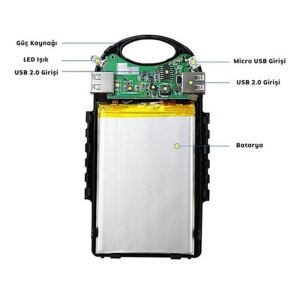IPS-905 SOLAR ŞARJ EDİLEBİLİR TAŞINABİLİR PİL ŞARJ CİHAZI 4000MAH