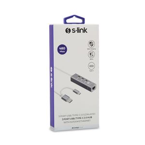 S-LINK SWAPP SW-U222 TYPE-C & USB 2.0 10/100Mbps 3 PORT USB ETHERNET HUB Çoğaltıcı