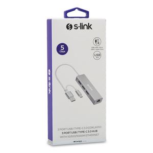 S-LINK SWAPP SW-U332 TYPE-C &USB3.0 1000Mbps 3 PORT USB GİGABİT ETHERNET HUB Çoğaltıcı