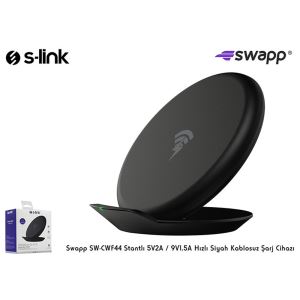 S-LİNK SWAPP SW-CWF44 STANTLI HIZLI KABLOSUZ ŞARJ CİHAZI - SİYAH