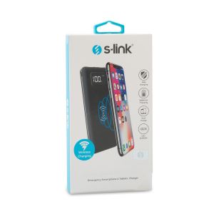 S-LİNK IP-G10W 10000mAh LCD Göstergeli Kablosuz Powerbank Taşınabilir Pil-Siyah