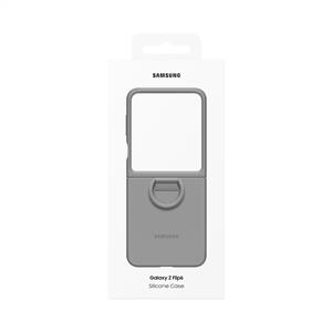Samsung Galaxy Z Flip 6 Yüzüklü Silikon Kılıf - Gri