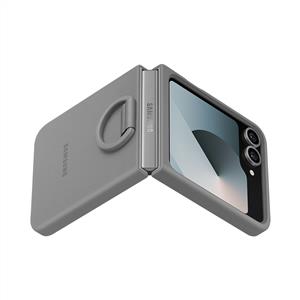 Samsung Galaxy Z Flip 6 Yüzüklü Silikon Kılıf - Gri