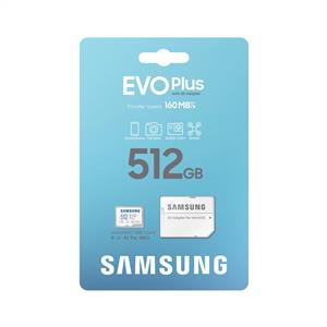  Samsung Evo Plus 512 GB 4K Adaptörlü Hafıza Kartı (160MB/S)