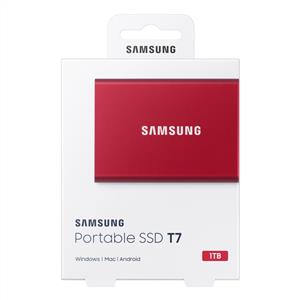 Samsung 1TB T7 Serisi Kırmızı USB 3.2 (Okuma 1050MB / Yazma 1000MB) Harici SSD