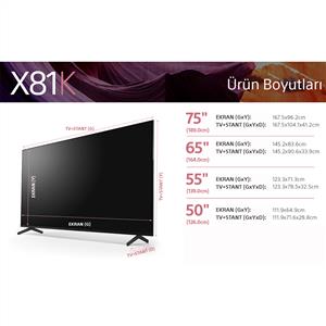 SONY 75X81K 75inc 189 cm 4K UHD Google Smart TV,Uydu Alıcılı