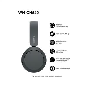 Sony WH-CH520 Kablosuz Bluetooth Kulak Üstü Kulaklık - Siyah