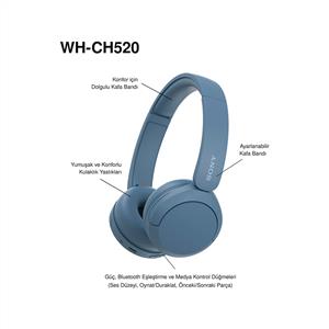 Sony WH-CH520 Kablosuz Bluetooth Kulak Üstü Kulaklık - Mavi