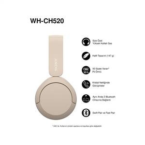 Sony WH-CH520 Kablosuz Bluetooth Kulak Üstü Kulaklık - Bej