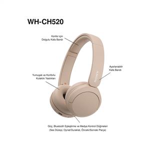 Sony WH-CH520 Kablosuz Bluetooth Kulak Üstü Kulaklık - Bej