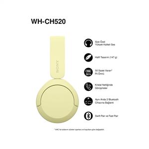 Sony WH-CH520 Kablosuz Bluetooth Kulak Üstü Kulaklık - Sarı