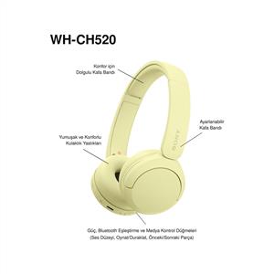 Sony WH-CH520 Kablosuz Bluetooth Kulak Üstü Kulaklık - Sarı