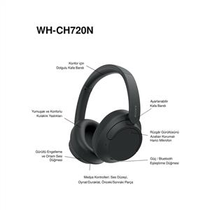 SONY WH-CH720NB Kablosuz Gürültü Engelleme Özellikli Kulak Üstü Kulaklık - Siyah
