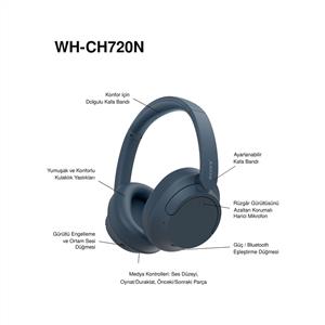 SONY WH-CH720NL Kablosuz Gürültü Engelleme Özellikli Kulak Üstü Kulaklık - Mavi