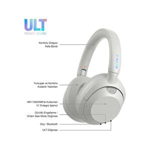 SONY WH-ULT900N ULT WEAR Kablosuz Gürültü Engelleyici Bluetooth Kulaklık - Kırık Beyaz